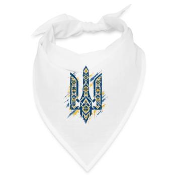 Ukraine Tryzub Vintage Stickmuster Vyshyvanka - Bandana Dreieckstuch - Weiß - Vorne