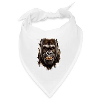 Gorilla mit goldenem Lächeln – Urbaner Stil - Bandana Dreieckstuch - Weiß - Vorne