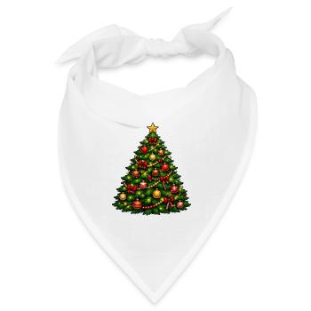 Glitzernder Weihnachtsbaum mit Ornamenten - Bandana Dreieckstuch - Weiß - Vorne