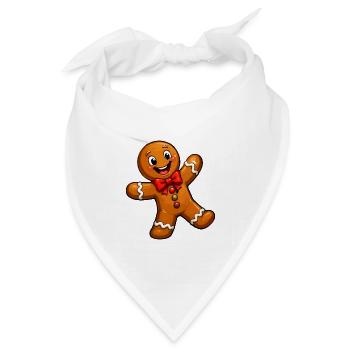 Lebkuchenmann mit roter Schleife - Bandana Dreieckstuch - Weiß - Vorne