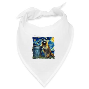 Raccoon Starry Night Waschbär - Bandana Dreieckstuch - Weiß - Vorne