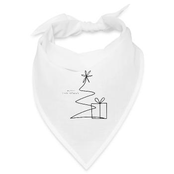 One Line Christmas Tree & Gift - Bandana Dreieckstuch - Weiß - Vorne
