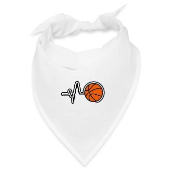 Basketball Herzschlag Puls Line Art Minimal Shirt - Bandana Dreieckstuch - Weiß - Vorne