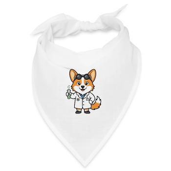 Süßes Kawaii Corgi Science Lover Welpenhemd - Bandana Dreieckstuch - Weiß - Vorne