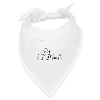 Maus Minimalist Line Art Mausi - Bandana Dreieckstuch - Weiß - Vorne