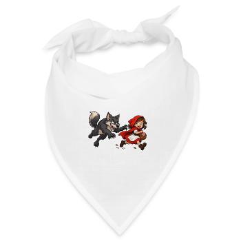 Rotkäppchens wilde Flucht vor dem Wolf - Bandana Dreieckstuch - Weiß - Vorne