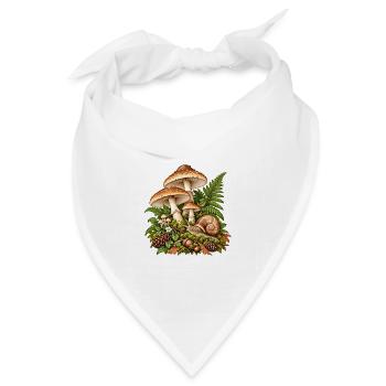 Waldpilze und Blattwerk - Bandana Dreieckstuch - Weiß - Vorne