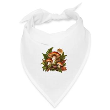 Herbstwald Pilze Illustration - Bandana Dreieckstuch - Weiß - Vorne