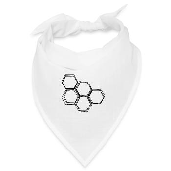 Honigwabe handgezeichnet - Bandana Dreieckstuch - Weiß - Vorne