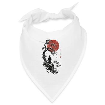 Roter Mond, Bonsai und Samurai - Bandana Dreieckstuch - Weiß - Vorne
