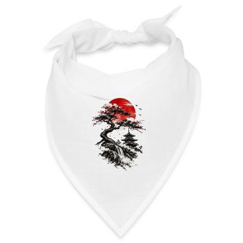 Roter Sonnenaufgang über Bonsai-Wasserfall - Bandana Dreieckstuch - Weiß - Vorne