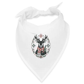Winterhirsch mit Schneeflocken nordisches Design - Bandana Dreieckstuch - Weiß - Vorne