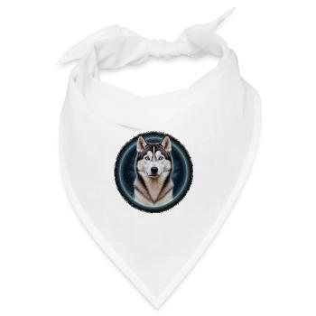 Nachthimmel Husky Porträt - Bandana Dreieckstuch - Weiß - Vorne