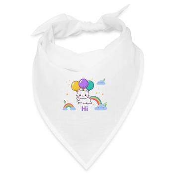 Pastel Kitty Einhornballons - Bandana Dreieckstuch - Weiß - Vorne