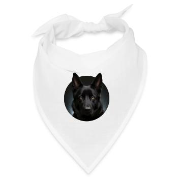 Nachtsturm Schäferhund Portrait - Bandana Dreieckstuch - Weiß - Vorne