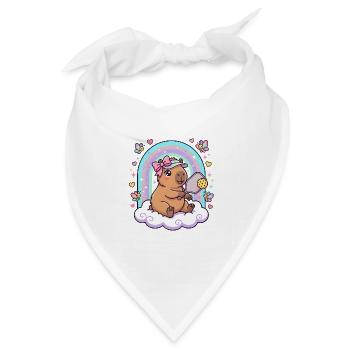 Kawaii Capybara Pickleball-Liebhaber - Bandana Dreieckstuch - Weiß - Vorne