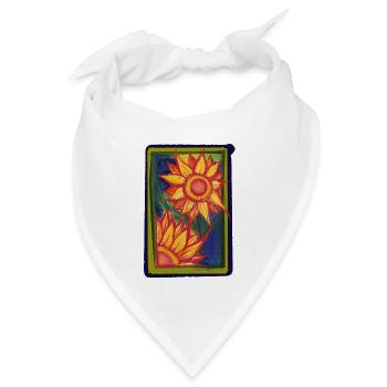 Sonnenblumen-Burst-Rahmen - Bandana Dreieckstuch - Weiß - Vorne