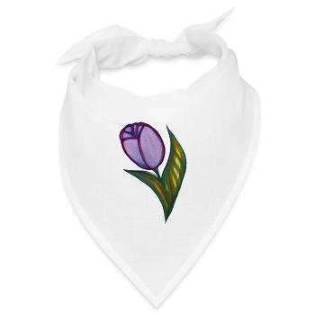 Aquarell Tulip in Lila und Grün - Bandana Dreieckstuch - Weiß - Vorne