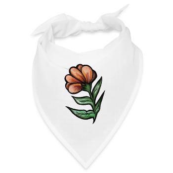 Botanische Illustration der lebhaften orangen Blume - Bandana Dreieckstuch - Weiß - Vorne