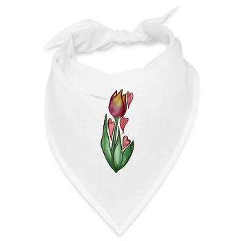 Aquarell-Tulpenherzen blühen - Bandana Dreieckstuch - Weiß - Vorne