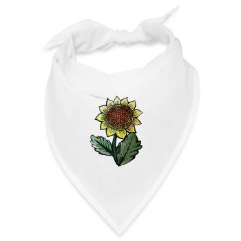 Sonnenblumen-Skizze-Botanischer Tee - Bandana Dreieckstuch - Weiß - Vorne
