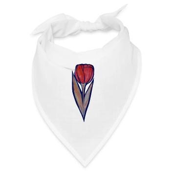 Kobalt-umrandete Aquarelltulpe - Bandana Dreieckstuch - Weiß - Vorne