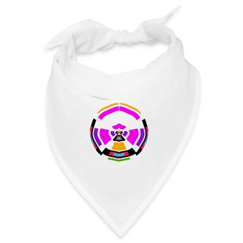 Neon Mandala Farbkreis - Bandana Dreieckstuch - Weiß - Vorne