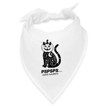 Pspsps oder Saures – Schwarze Katze Halloween - Bandana Dreieckstuch - Weiß - Vorne
