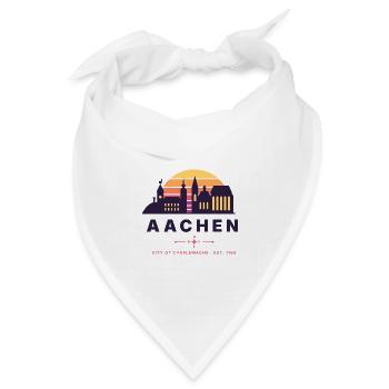 Aachen Retro Sunset Skyline City of Charlemagne - Bandana Dreieckstuch - Weiß - Vorne