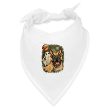 Boo Französische Bulldogge Mit Geist Zu Halloween - Bandana Dreieckstuch - Weiß - Vorne