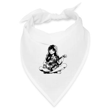 Ukulele Mädchen - Bandana Dreieckstuch - Weiß - Vorne