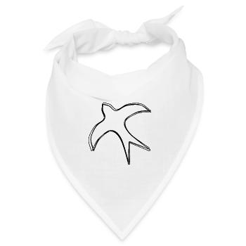 Schwalbe handgezeichnet - Bandana Dreieckstuch - Weiß - Vorne