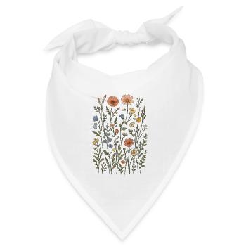 Wildblumen – eine botanische Wiese im Vintage-Stil - Bandana Dreieckstuch - Weiß - Vorne