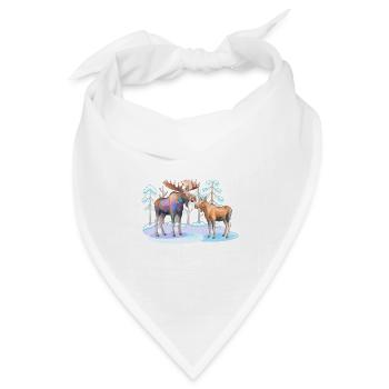 Elch im Winterwald – wilde Natur - Bandana Dreieckstuch - Weiß - Vorne