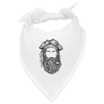 Piratengesicht mit Bart und Pipe - Bandana Dreieckstuch - Weiß - Vorne