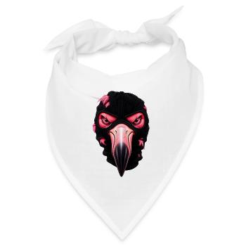 Flamingo mit Sturmhaube – Frecher Streetstyle - Bandana Dreieckstuch - Weiß - Vorne