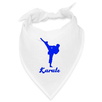 Karate Silhouette Blau - Bandana Dreieckstuch - Weiß - Vorne