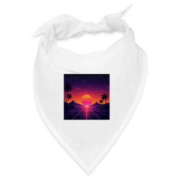 80er-Jahre-Retro mit farbenfrohem Sonnenuntergang - Bandana Dreieckstuch - Weiß - Vorne