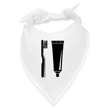 Zahnbürste mit Zahnpasta Zahnarzt Geschenk  - Bandana Dreieckstuch - Weiß - Vorne