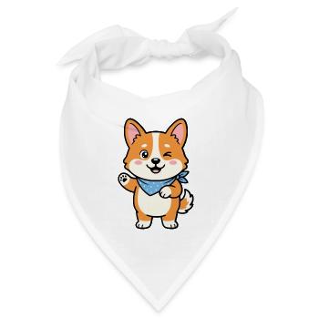 Niedliche Kawaii-Corgi-Zwinkernde Hundeliebhaber-Grafik - Bandana Dreieckstuch - Weiß - Vorne