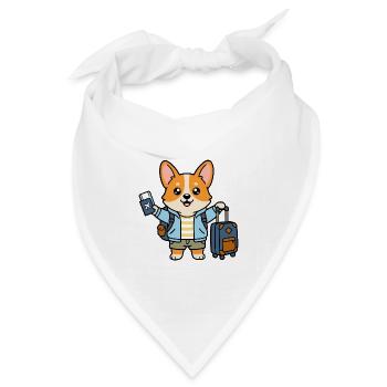 Niedlicher Kawaii Corgi World Traveler Hundepass - Bandana Dreieckstuch - Weiß - Vorne
