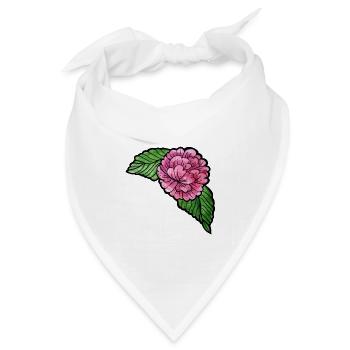 Rosa Pfingstrose auf schwarzer Seide - Bandana Dreieckstuch - Weiß - Vorne