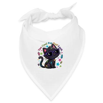 Black Cat Chic Lila Brille Glück Humor - Bandana Dreieckstuch - Weiß - Vorne