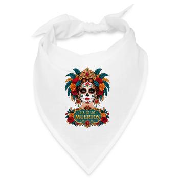 Mexikanische Totenkopffrau Dia de los Muertos - Bandana Dreieckstuch - Weiß - Vorne