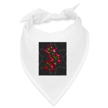 Märchenhafte leuchtende Blüten im dunklen Muster - Bandana Dreieckstuch - Weiß - Vorne