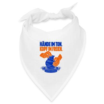 Hände im Ton. Kopf im Freien. – Töpfern - Bandana Dreieckstuch - Weiß - Vorne