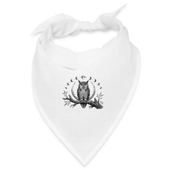 Mondlicht Eulenmandala Rund - Bandana Dreieckstuch - Weiß - Vorne