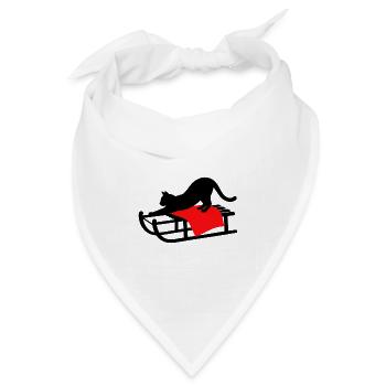 gatto_nero_sulla_slitta_con_copertina_rossa - Bandana Dreieckstuch - Weiß - Vorne