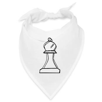 Schachläufer handgezeichnet - Bandana Dreieckstuch - Weiß - Vorne