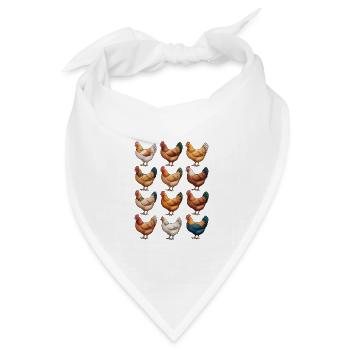 Lebendiges Hennen-Mosaik-Huhn - Bandana Dreieckstuch - Weiß - Vorne